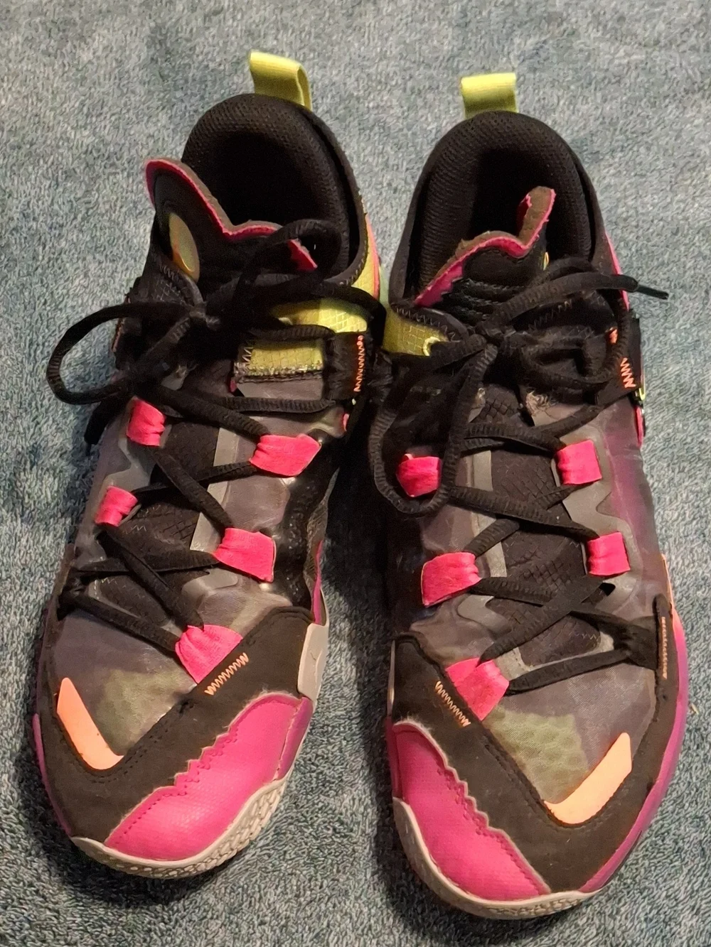 Jordan Mens Athletic Shoes Black Pink Neon Yellow